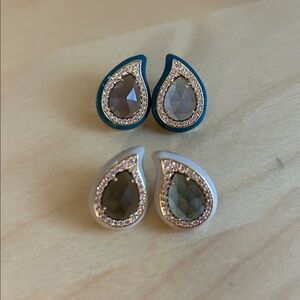 Anthropologie Teardrop Bundle 2 Earrings with Gemstone Accents